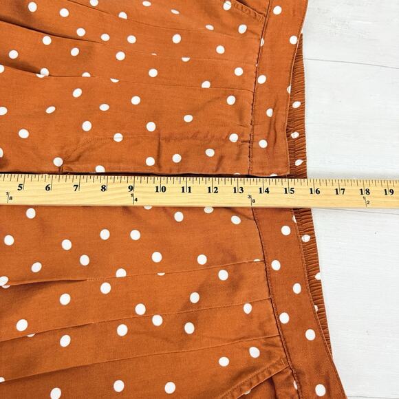 Anthropologie Isobel Polka Dot Pleated Culottes Large Wide Leg Pants Rust Orange - Picture 13 of 16